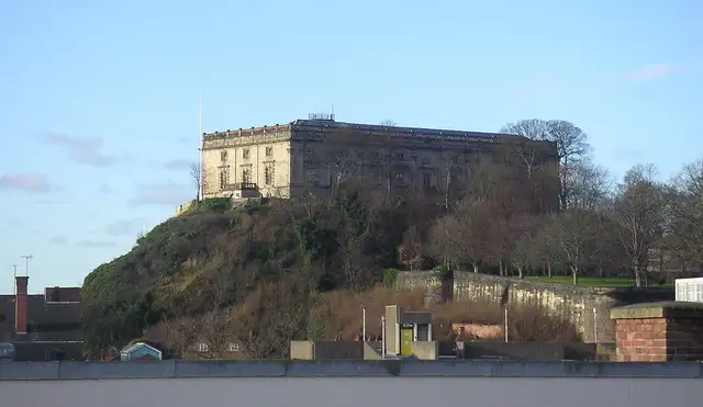 East Midlands towns & countryside — Nottingham Castle on its promontary cropped